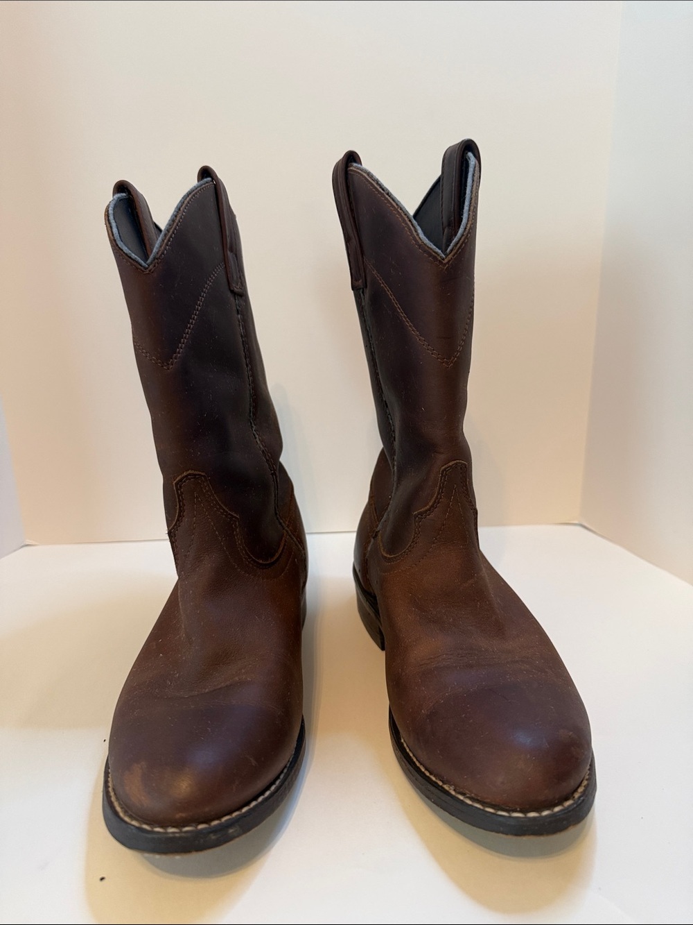 Laredo Brown Leather Western Cowboy Boots Women’s Size 9 Classic Ranch Riding